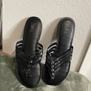 Reba Elegant Black Woven Sandals